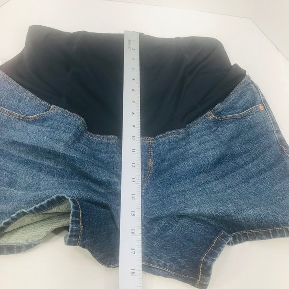 Isabel Maternity Women's Size 12 Crossover Panel Bermuda Blue Denim Short New - Picture 11 of 16